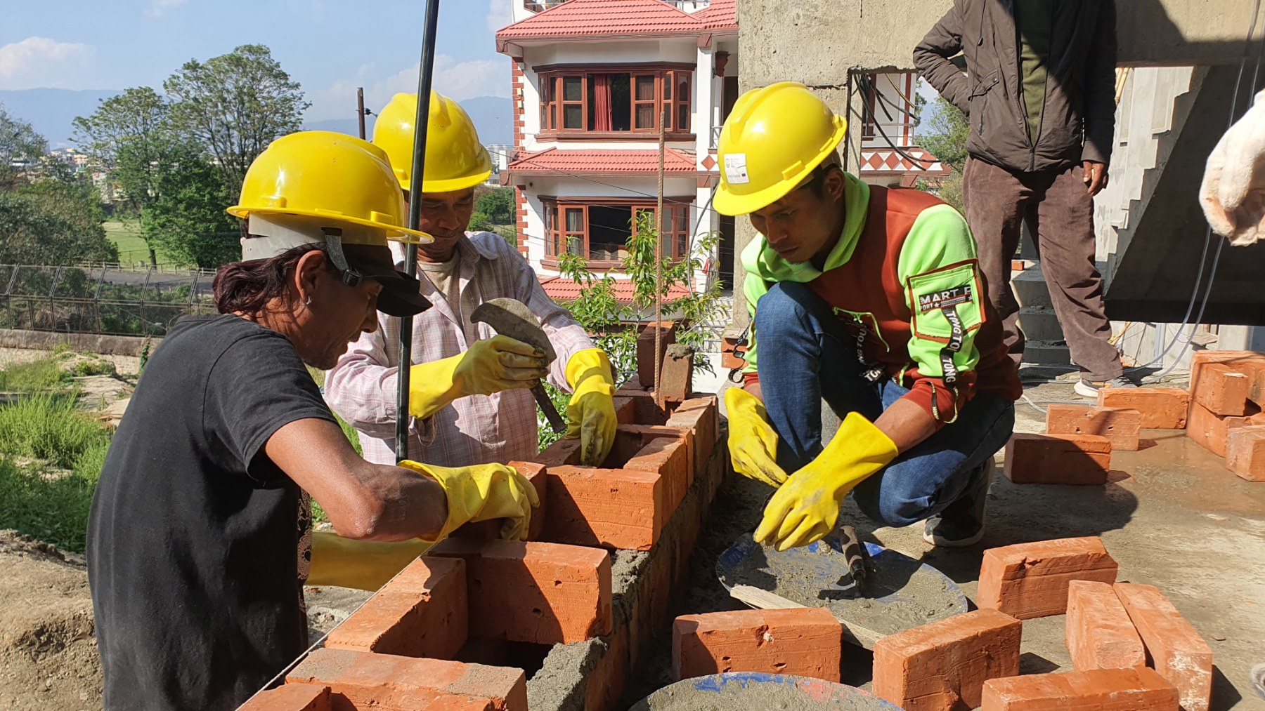 On-the-job training for Rat-Trap-Bond and Hollow Brick application
