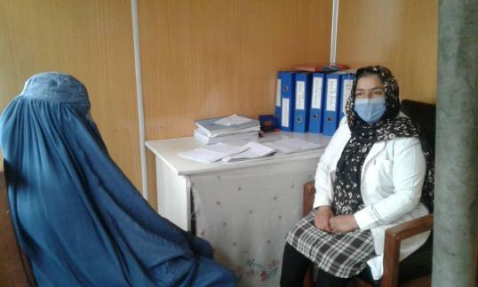 Ms. Shafiq with psychosocial counselor during individual counseling session