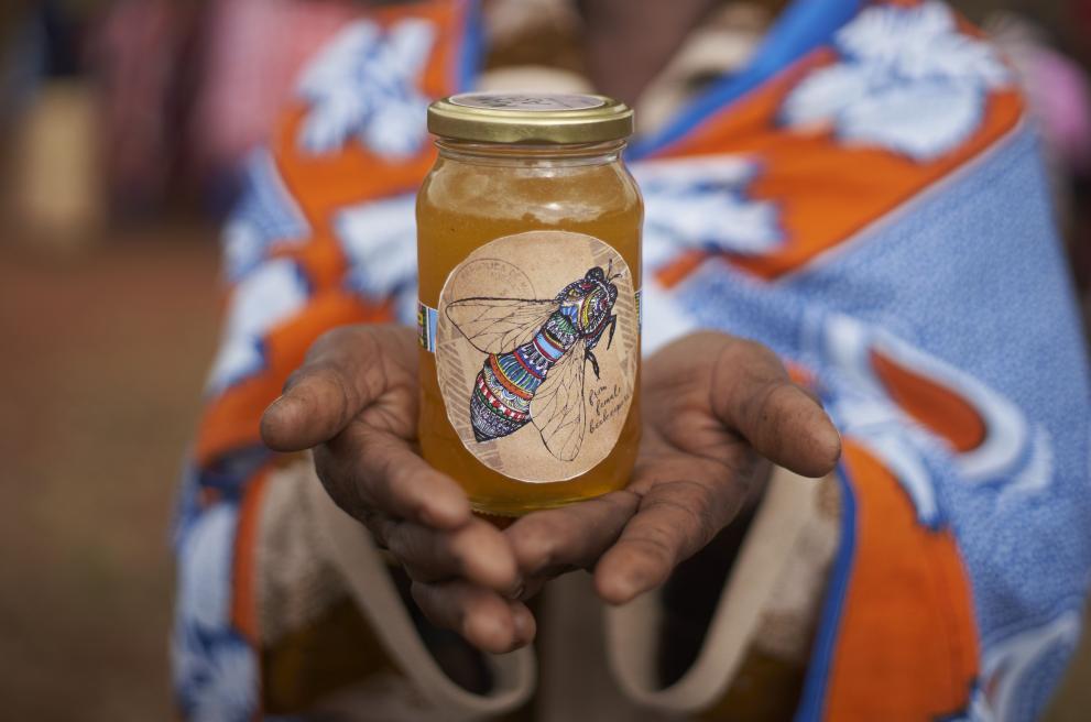 A jar of Mama Asali honey