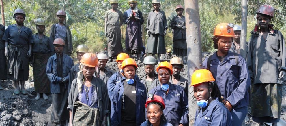 Ugandan women artisanal miners on a field tour of 3T mines in Rwanda. Photo credit: Optima Mines and Minerals Ltd.