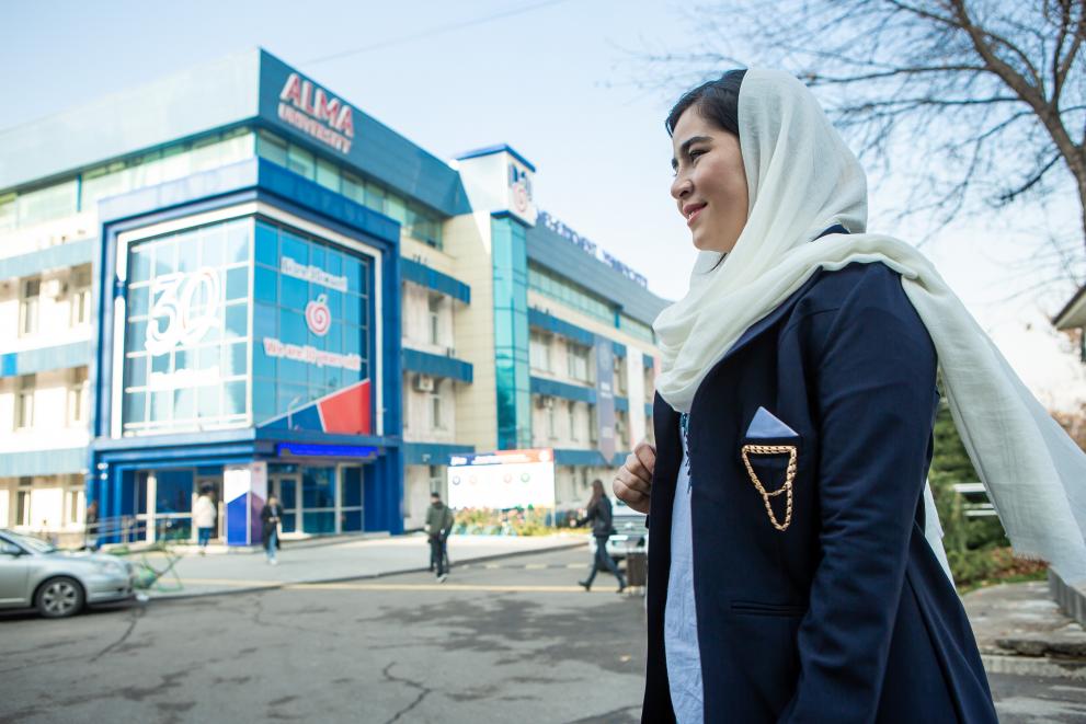 Zahra, an Afghan student in Kazakhstan