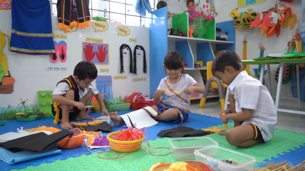 Preschool inVietnam encourage boys and girls to participate in gender-specific activities