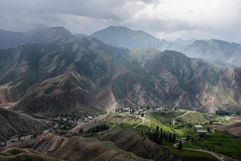 A view of Min Kush in the centre of the Kyrgyz Republic.