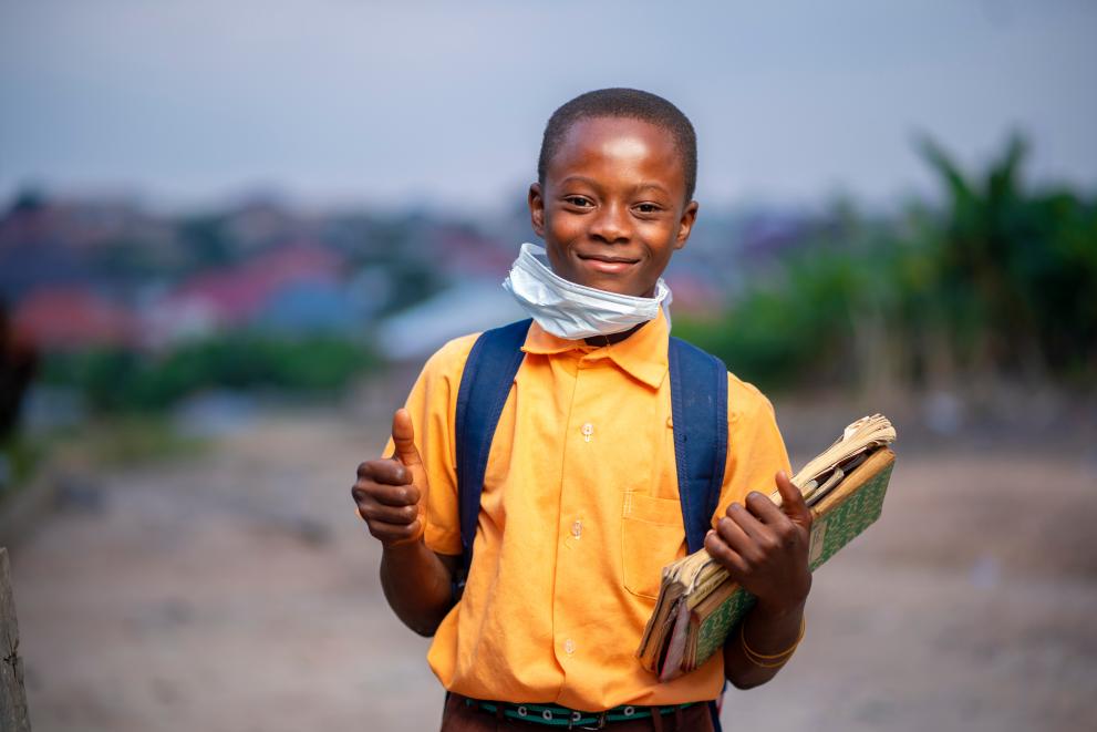 Young schoolboy in Africa