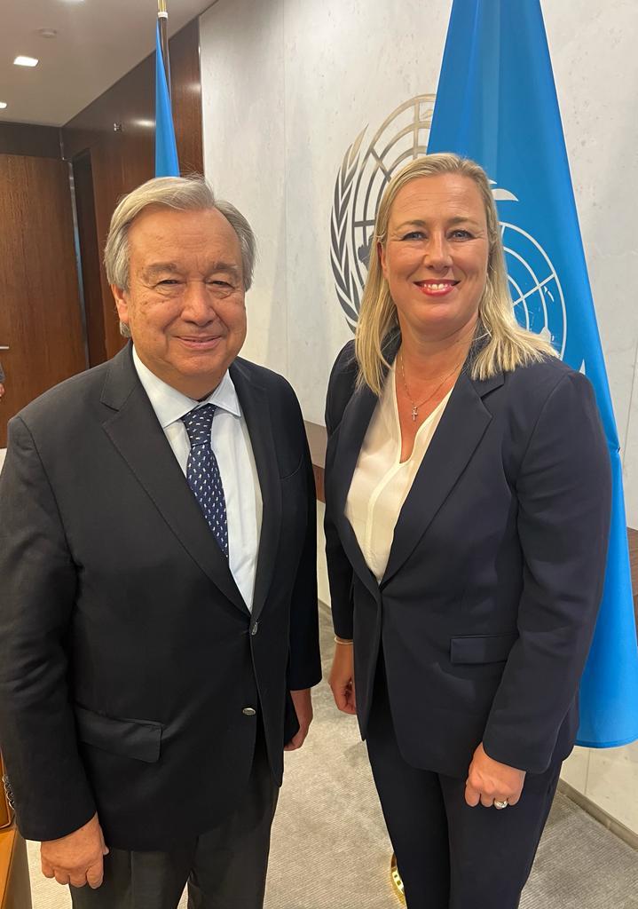 Commissioner Jutta Urpilainen with António Guterres, Secretary-General of the United Nations