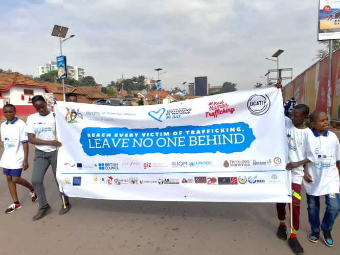 The launch event of the online service directory and the National TiP Database began with a “solidarity Walk” in Kampala to raise awareness of the situation of victims of trafficking and for the promotion and protection of their rights.