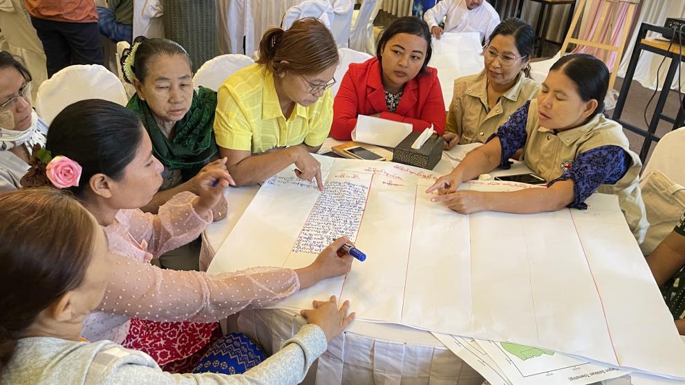 Women participating to workshops on climate change