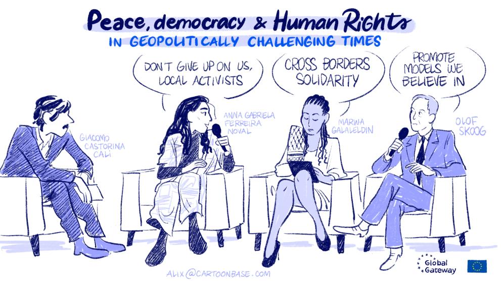 Global Gateway High-Level Youth Event 2024 - DAY 2 - Session 5: “Fireside chat” – Peace, democracy and human rights in geopolitically challenging times – An enabling environment for Global Gateway