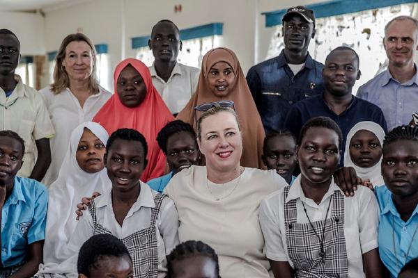 Jutta Urpilainen visiting a school in Kenya