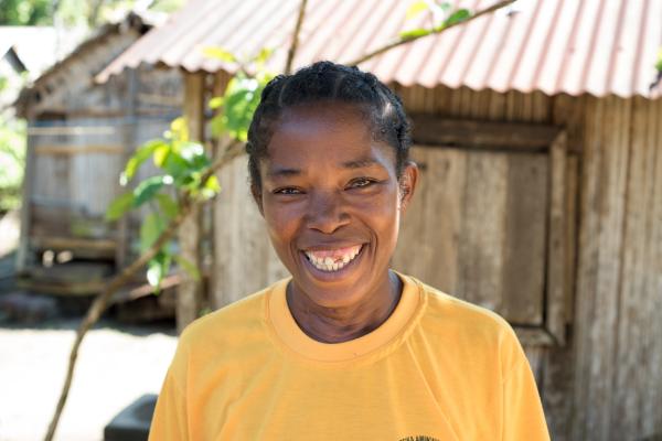 Like other members of her community, small entrepreneur Nirina Razafindravelo benefits from training in poultry rearing to improve her income and quality of life