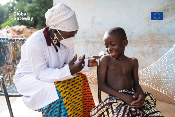 Nurse administering a vaccine to a child